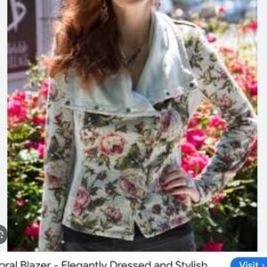 Anthropologie Saturday Sunday Floral Convertible Neckline Moto Sweater Small